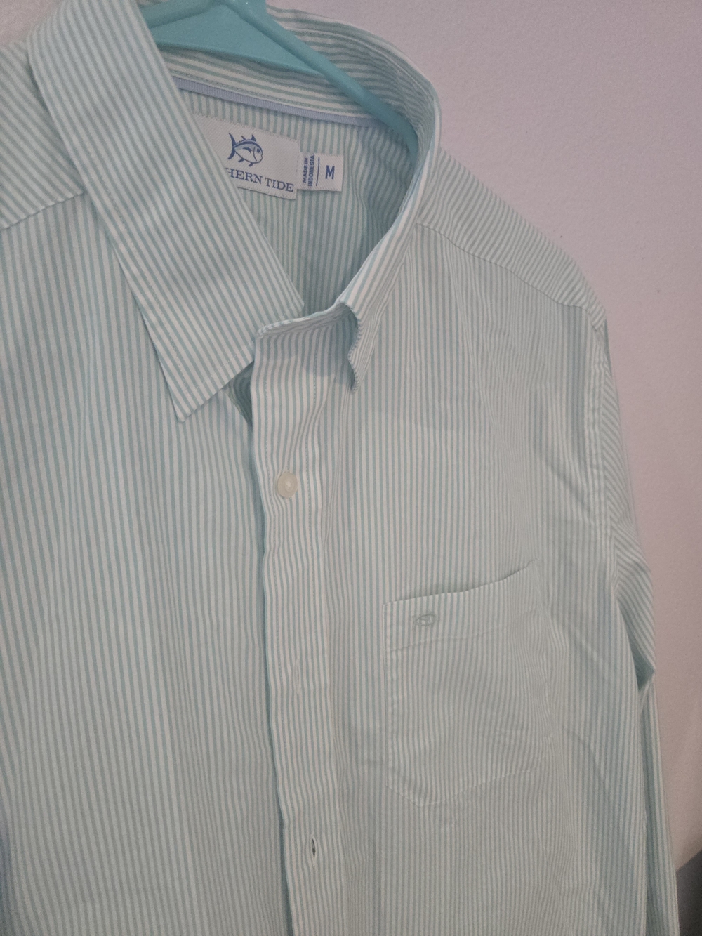 Club Room Men’s Light Green Striped Dress Shirt